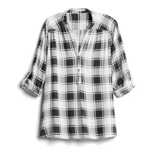 Fun2Fun Split Neck Black/White Top 2X